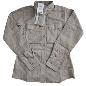 First Tactical (Womens Small) V2 Long Sleeve Button Shirt Workwear Ripstop Khaki